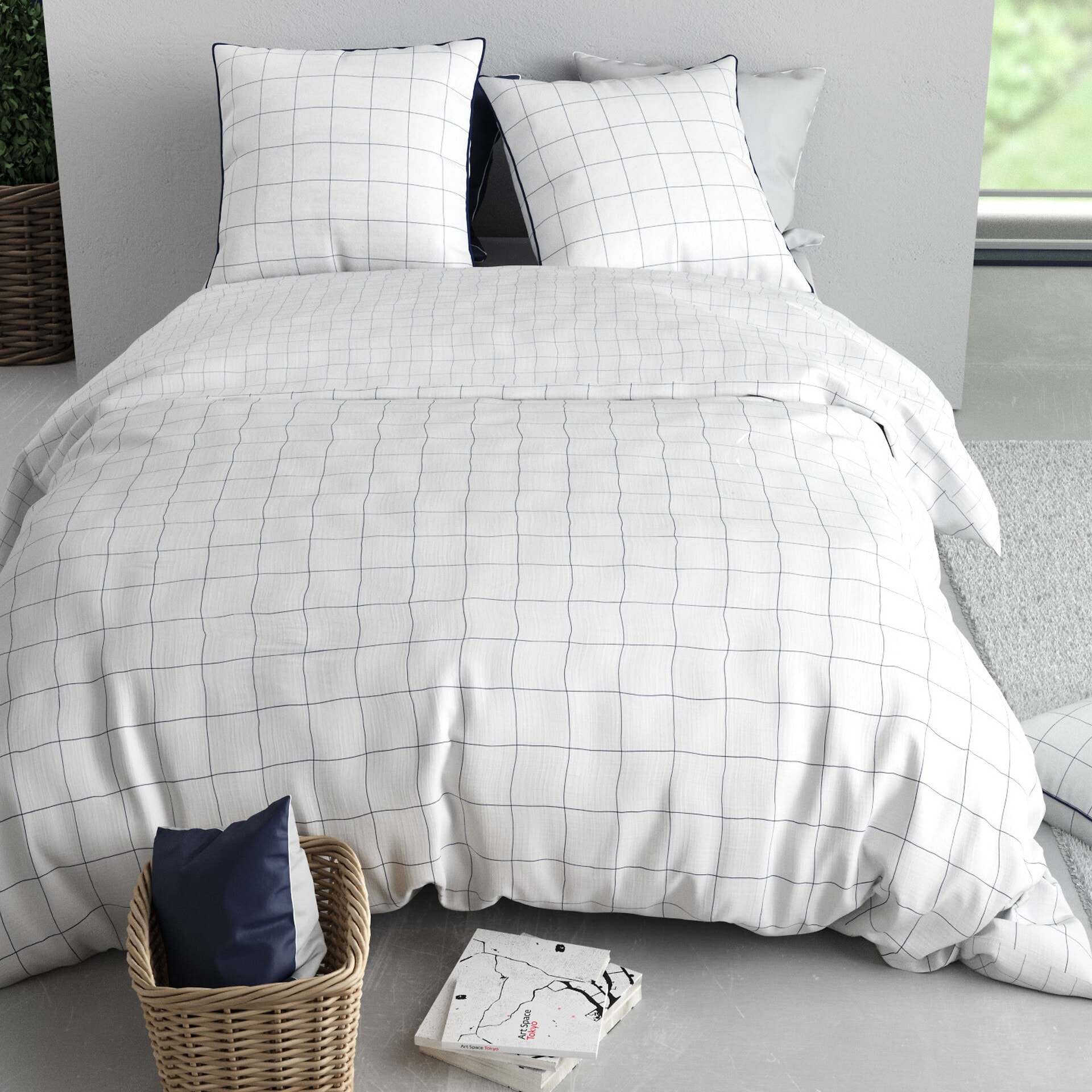 Parure Housse De Couette 3pcs 100% Coton 57 Fils NESTOR