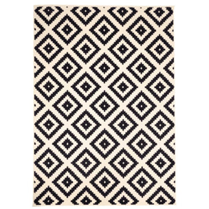 Tapis Kihe Noir et blanc motif géométrique scandinave