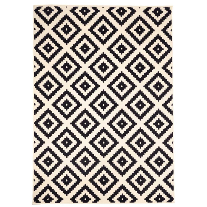 Tapis Kihe Noir et blanc motif géométrique scandinave