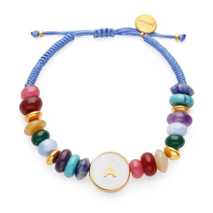 Pulsera Personalizada Letter Nácar Acero Baño Oro
