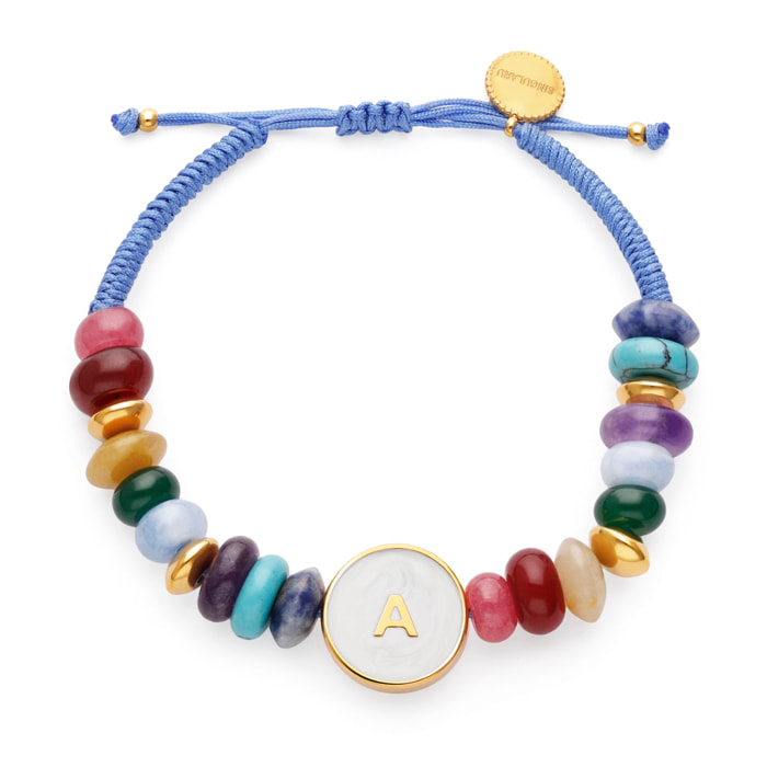 Pulsera Personalizada Letter Nácar Acero Baño Oro