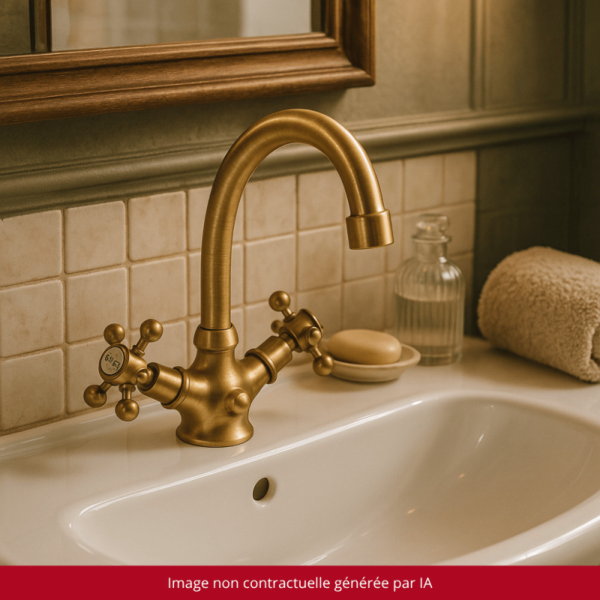 Mélangeur lavabo bec bas mobile PAINI Tiffany Vieux Bronze