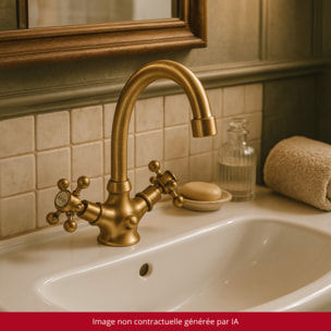 Mélangeur lavabo bec bas mobile PAINI Tiffany Vieux Bronze