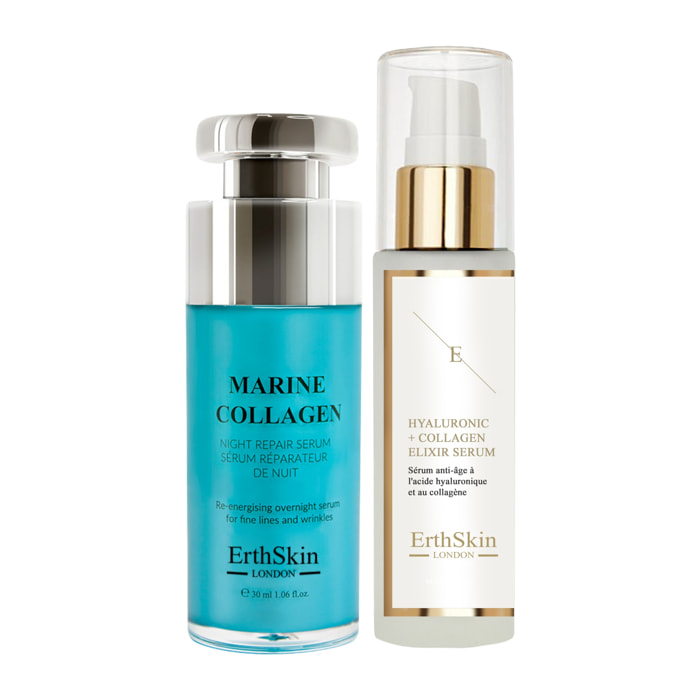 Sérum de ácido hialurónico y colágeno - 60 ml + Sérum reparador nocturno de colágeno marino 30 ml