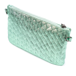 Oleggio bolso bandolera mujer. Piel auténtica Gamuza con grabado entrelazado y lacada brillante.