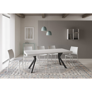 Mesa extensible 90x90/194 cm Dolcezza fresno blanco patas antracita