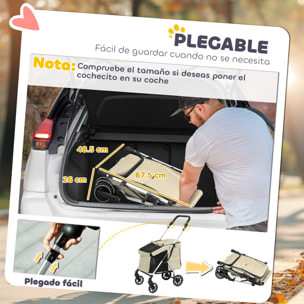 para Perros Plegable Cochecito para Perros Pequeños hasta 10 kg con Ruedas Universales Marco de Aluminio Correa de Seguridad Cojín Lavable y Ventanas 80x48,5x106 cm Caqui