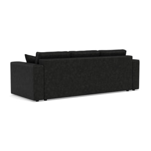 Topaze - canapé droit 3 places convertible avec coffre en simili - Noir