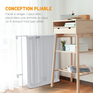 Barrière de sécurité parc enclos chien modulable pliable porte verrouillable intégrée 8 panneaux acier PP blanc