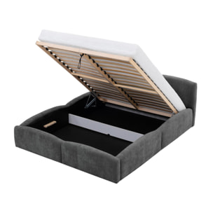 Carla - lit coffre - 180x200 cm - en velours texturé - sommier inclus - Gris Anthracite