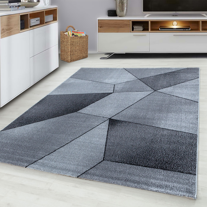 BETA - Tapis de salon à motif géométrique gris