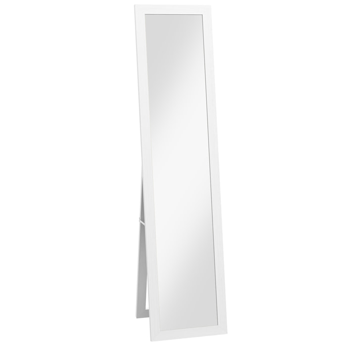 Espejo de Cuerpo Entero 37x157 cm Espejo de Pie Espejo de Pared Forma Rectangular con Marco de Madera Decorativo para Salón Dormitorio Pasillo Blanco