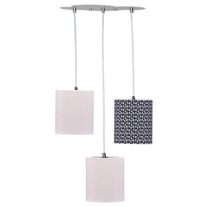 Suspension lumineuse trio plafonnier 32x32cm en coton multicolore