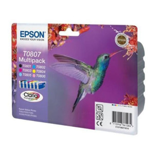 Cartouche d'encre EPSON Pack Multipack 6 Originales T0807 Série Colibri (Noir + 5 Couleurs) - C13T08074010