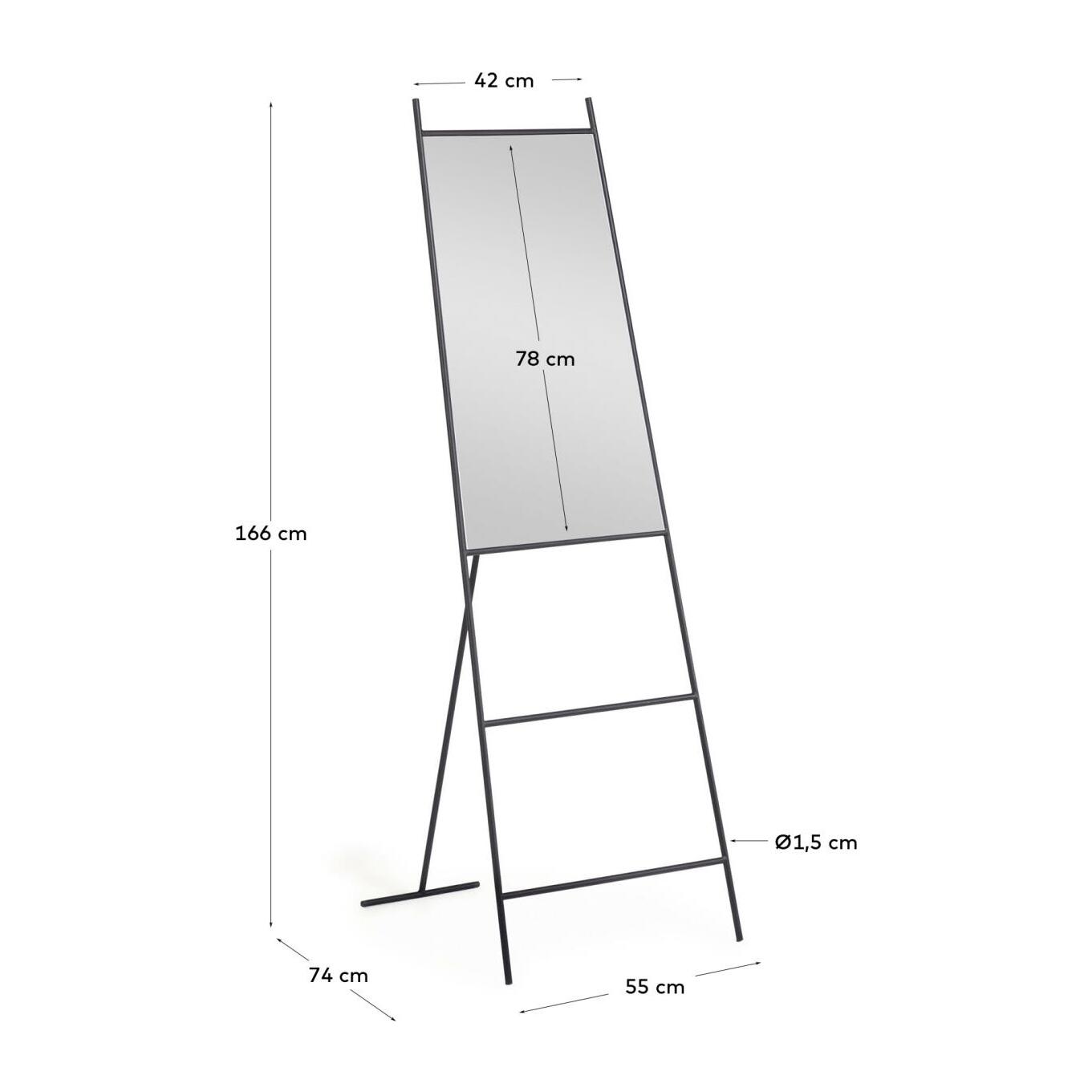 Kave Home - Specchio da terra Norland in metallo nero 55 x 166 cm