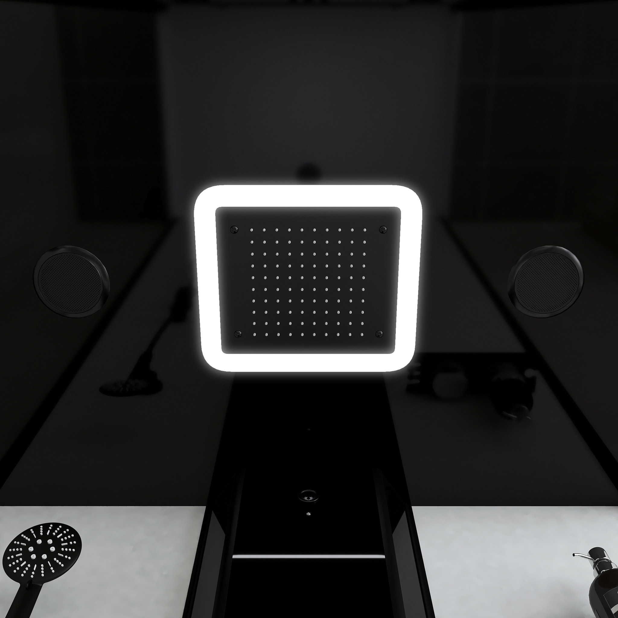 Cabine de douche rectangle 115x90x218 cm - Fonction HAMMAM, Jets Hydromassants, Led et Bluetooth