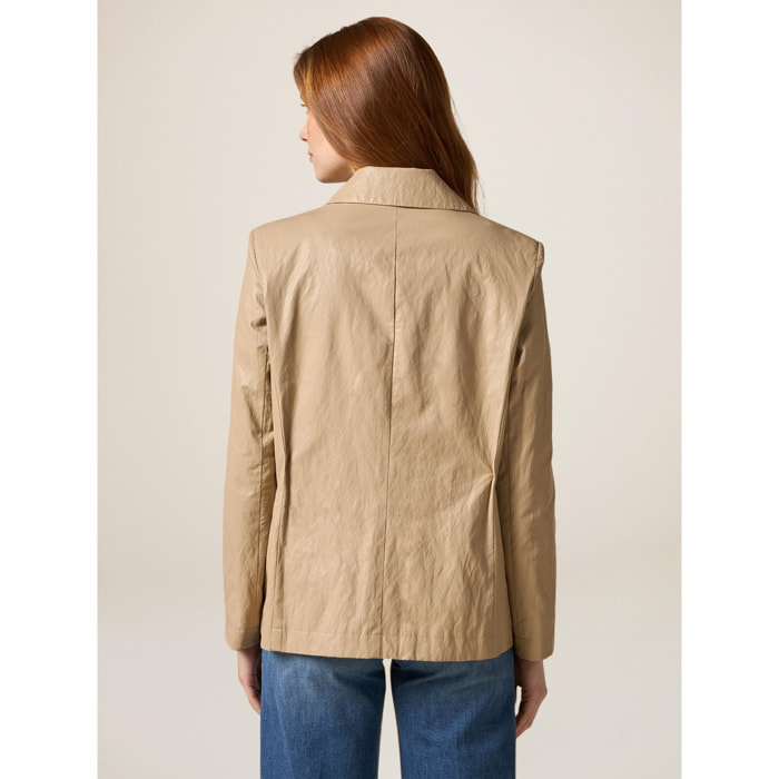 Oltre - Blazer i tesstuo strpicciato - Beige