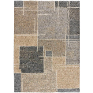 IRATI Alfombra geométrica de pelo largo beige, varias medidas disponibles.