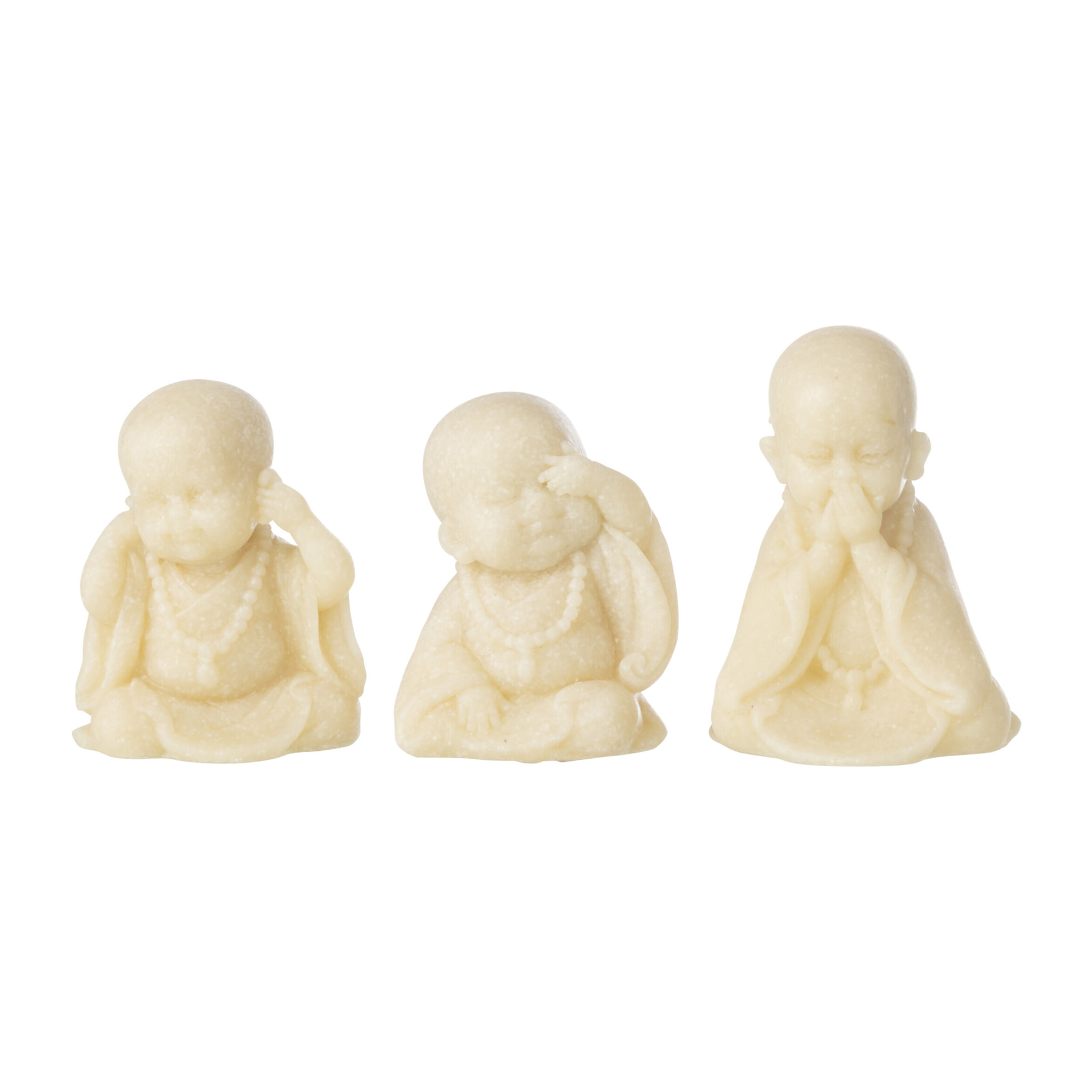 J-Line Moine Voir/Entendre/Parler décoratif - polyrésine - jaune - 3 pièces