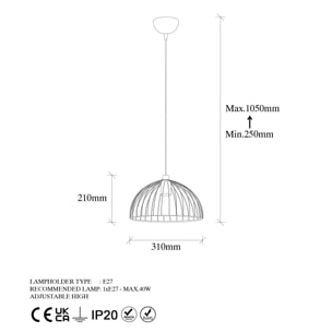 Lámpara de techo - Oro brillante, 31x31x105