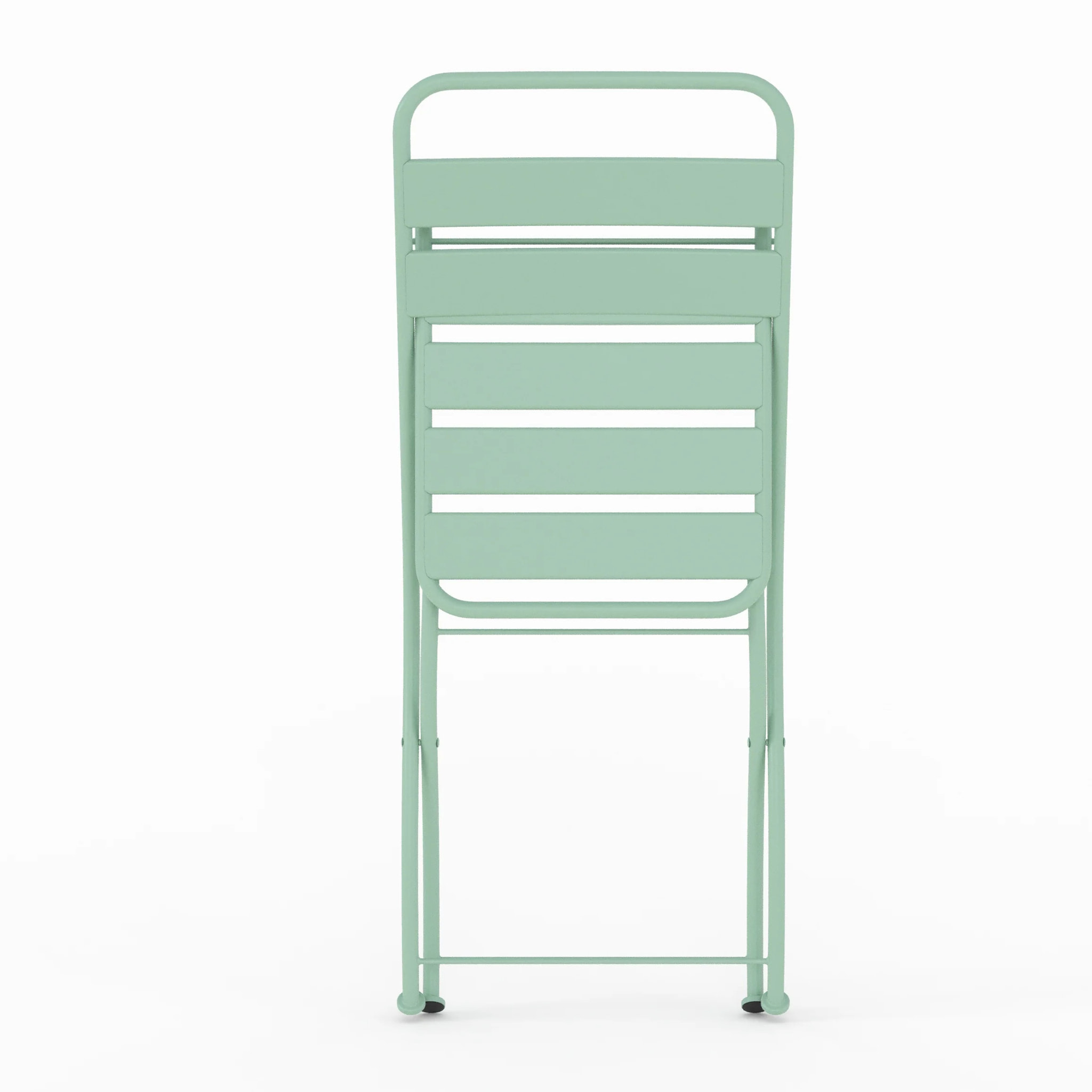 Lot de 2 chaises de jardin en métal vert clair, pliantes - Yumi