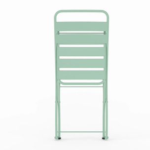Lot de 2 chaises de jardin en métal vert clair, pliantes - Yumi