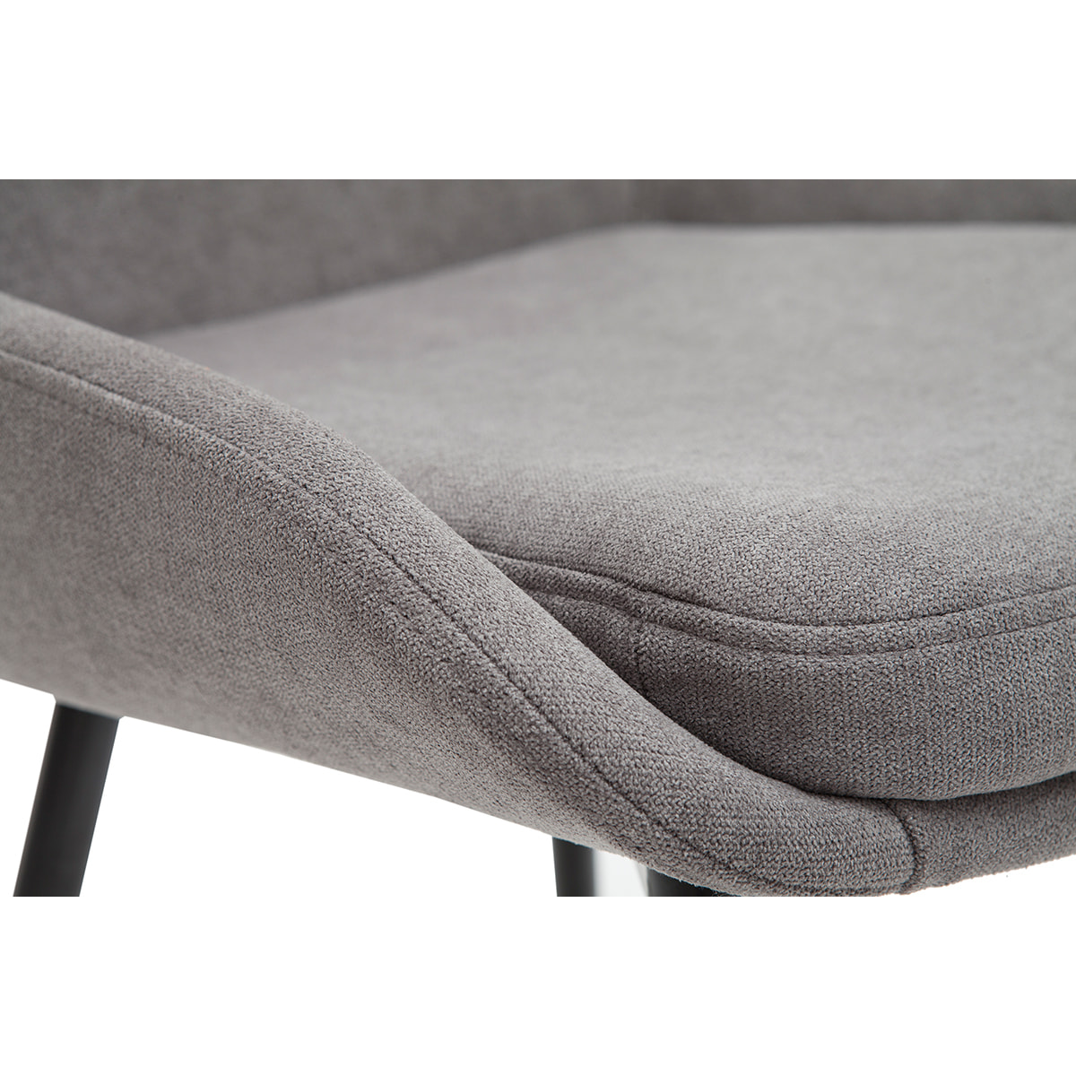Chaises design en tissu effet velours gris et métal noir (lot de 2) HOLO