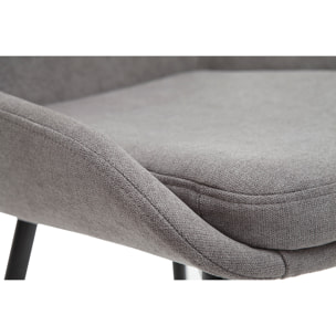 Chaises design en tissu effet velours gris et métal noir (lot de 2) HOLO