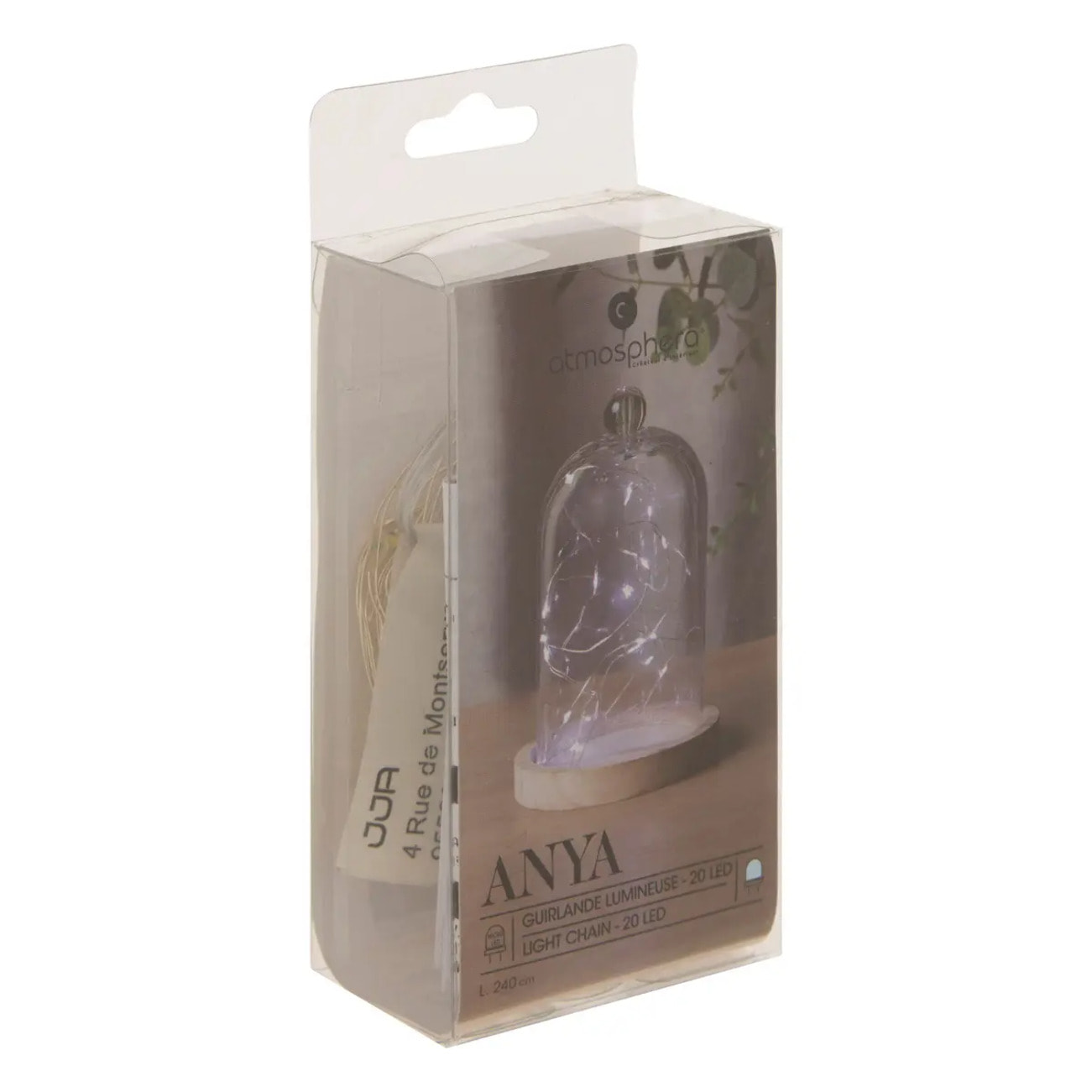 Guirlande "Anya" 20 microLED à pile argent blanc froid L190cm