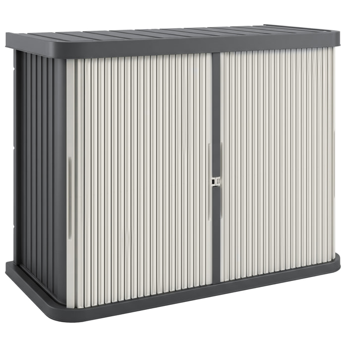 Coffre rangement extérieur 480L 2 niv. portes coulissantes gris