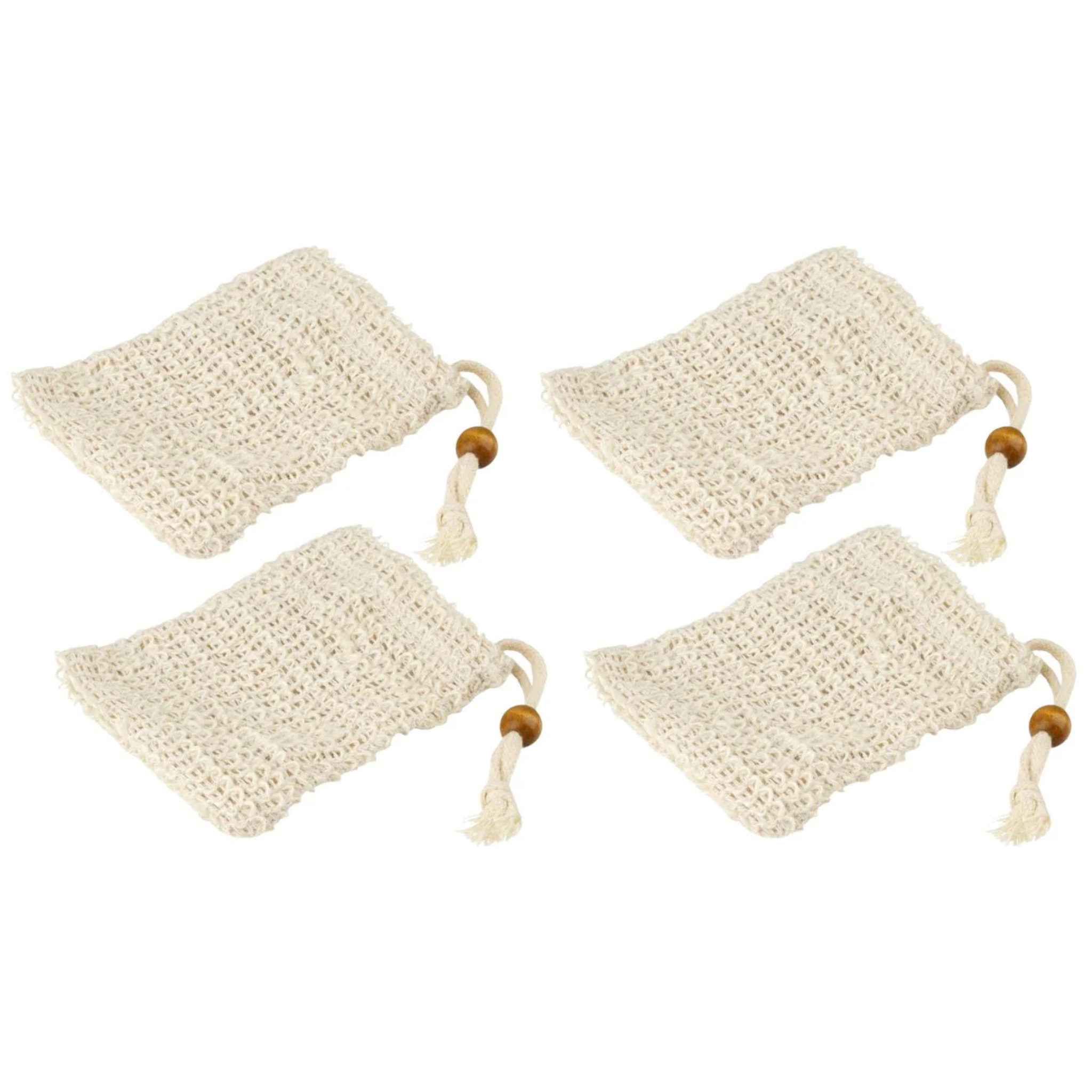 Ensemble de 4 sacs à savons solides en sisal Fackelmann Tecno