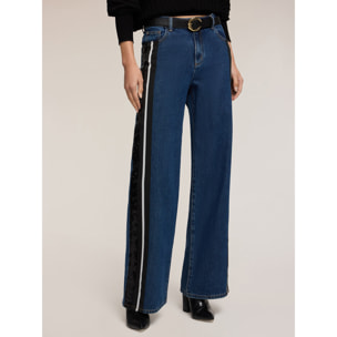 Motivi - Jeans palazzo con bandas laterales - Azul