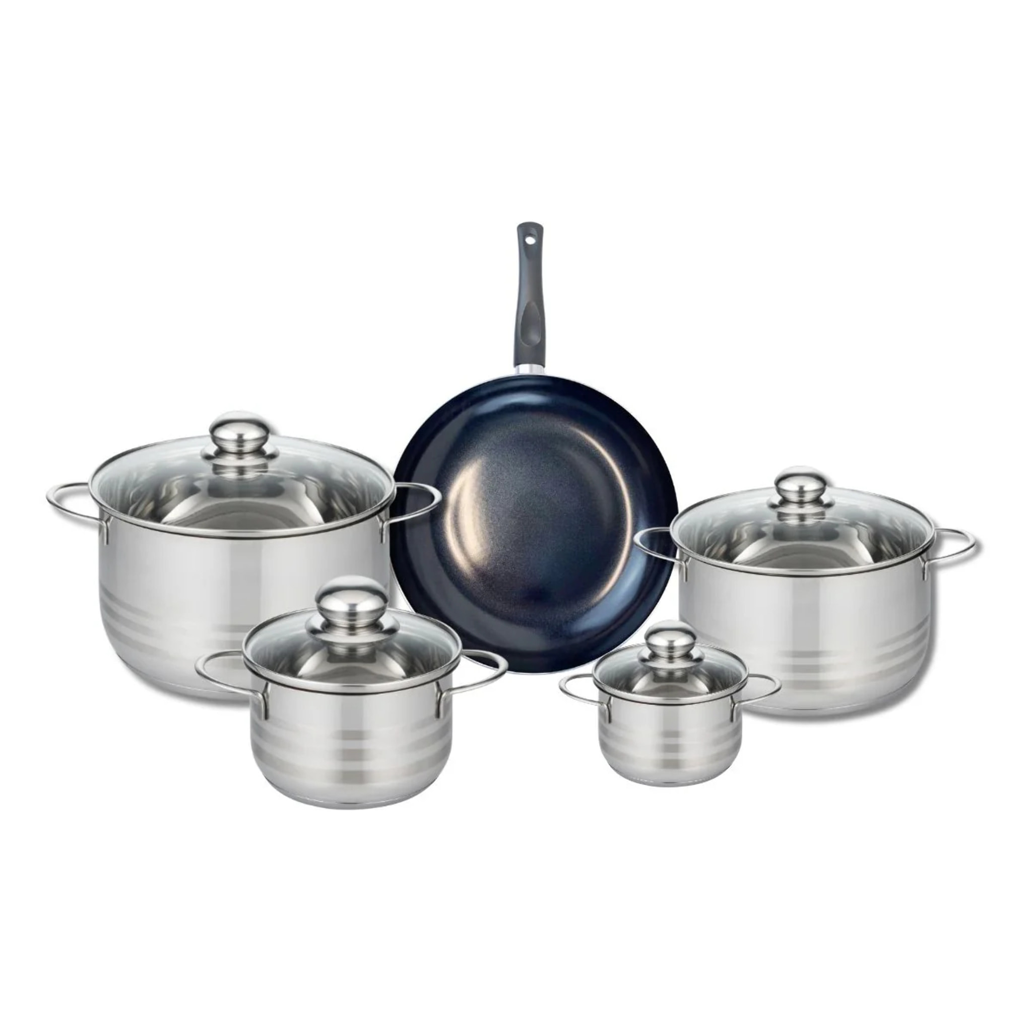Ensemble de 1 Poêle de cuisson 24 cm et 4 faitouts 14, 16, 20 et 24 cm Elo Prima Brillant