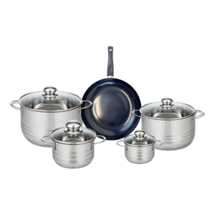 Ensemble de 1 Poêle de cuisson 24 cm et 4 faitouts 14, 16, 20 et 24 cm Elo Prima Brillant
