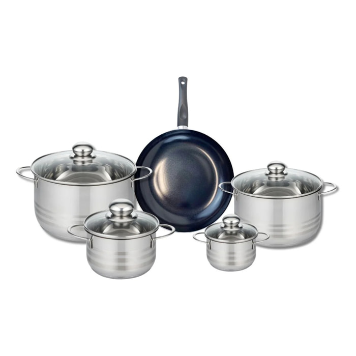 Ensemble de 1 Poêle de cuisson 24 cm et 4 faitouts 14, 16, 20 et 24 cm Elo Prima Brillant
