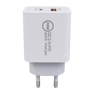 Cargador USB + USB-C PD20W