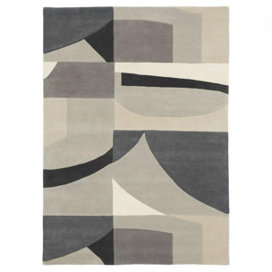 Tapis salon et chambre fait à la main en laine motif géométrique ALDE