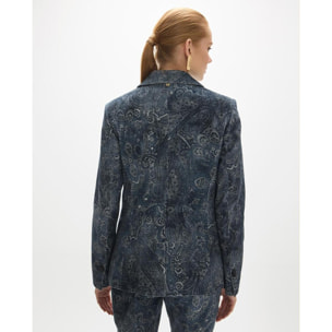 Blazer in microcordullo con stampa paisley