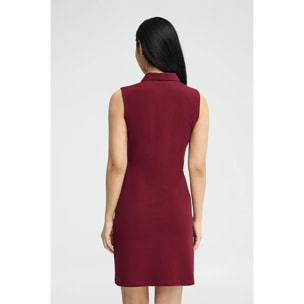 Vestido corto granate sin mangas con cuello polo y logo Rigby Go