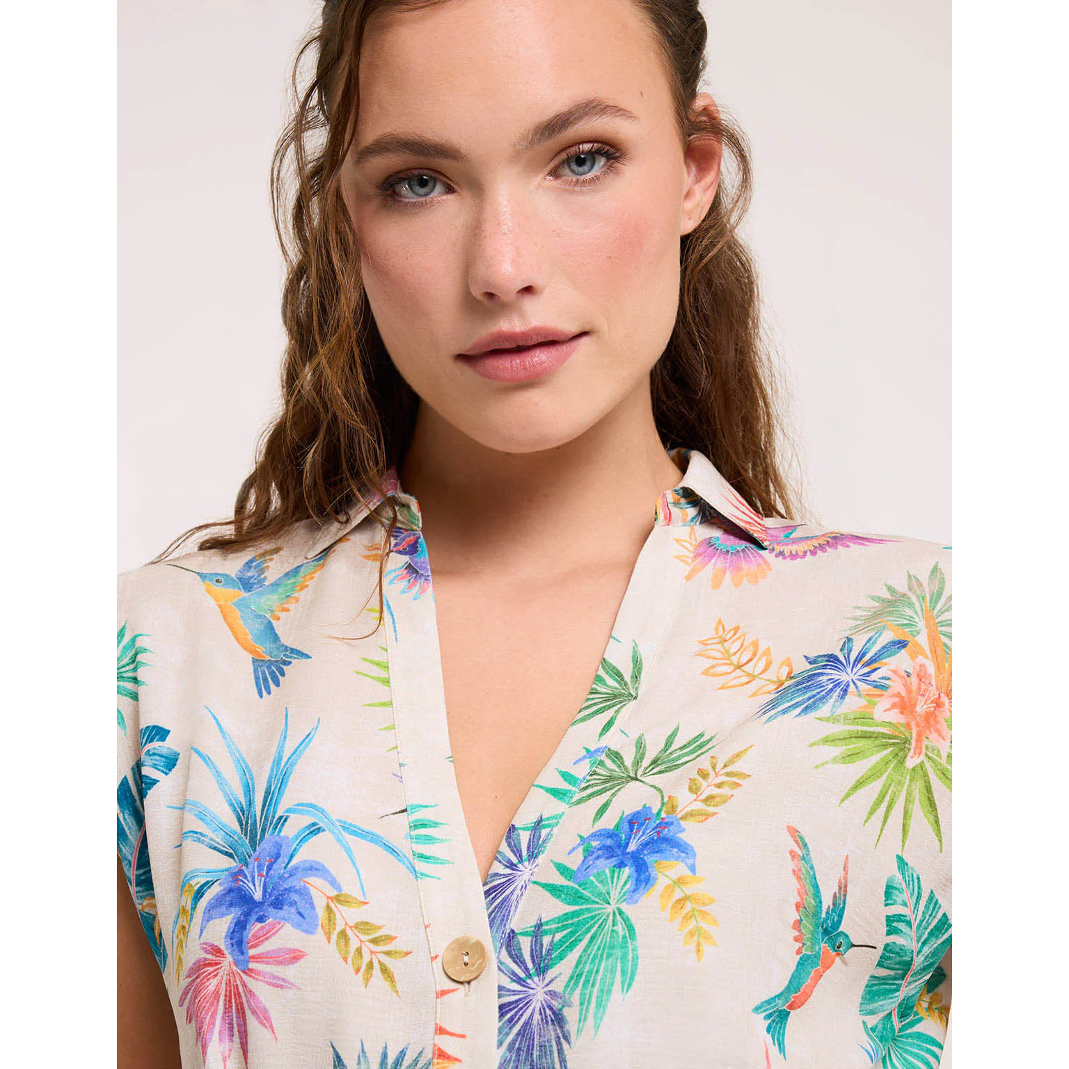 Vestido Largo Colibríes con Cinturón - Tropica