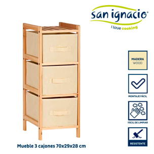 Mueble 3 cajones color crema colección kipit