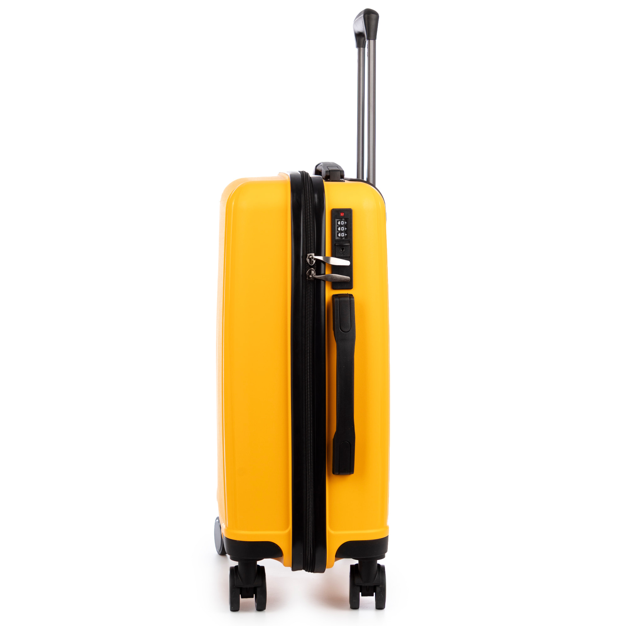 Set di 3 valigie Trolley, in materiale leggero PP resistente agli urti. Chiusura TSA numerica, 4 ruote doppie girevoli a 360°.