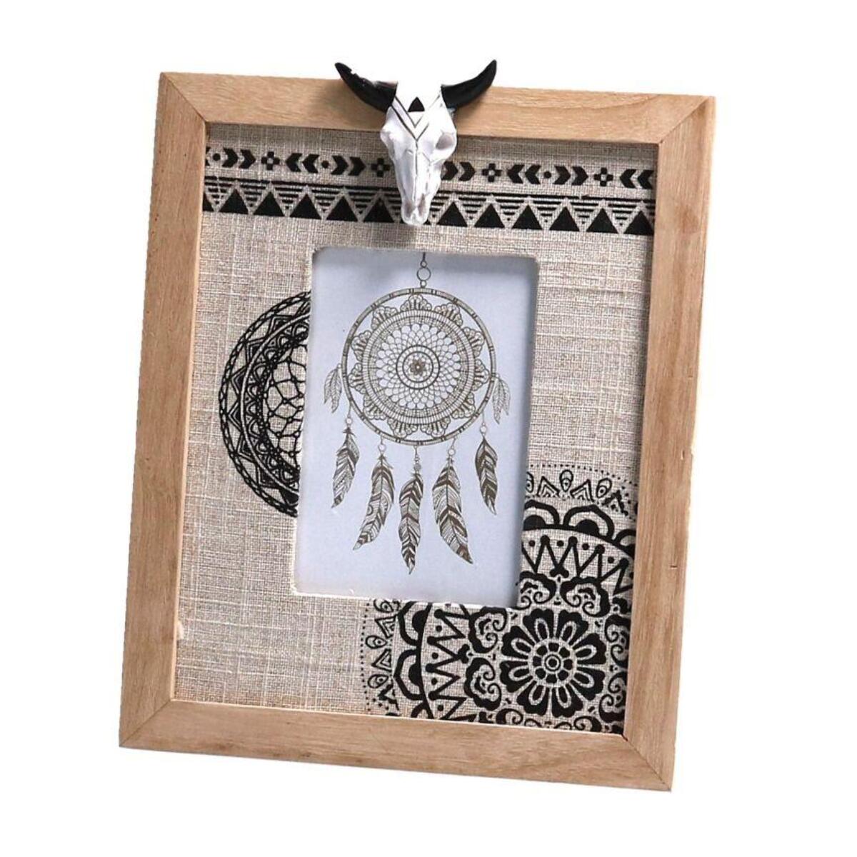 Portafoto da tavolo in legno e tessuto indios rettangolare cm19,5x2h24