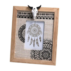 Portafoto da tavolo in legno e tessuto indios rettangolare cm19,5x2h24