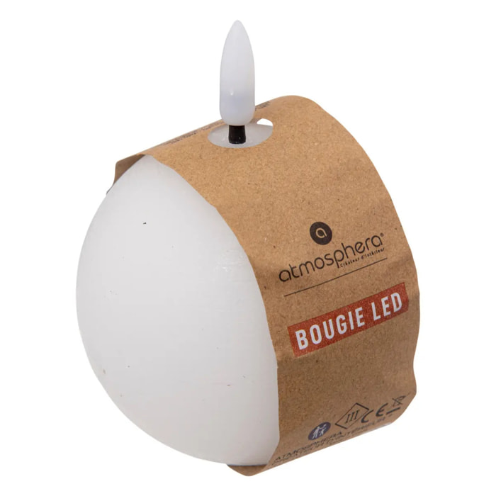 Bougie boule LED Molia D.8cm blanc