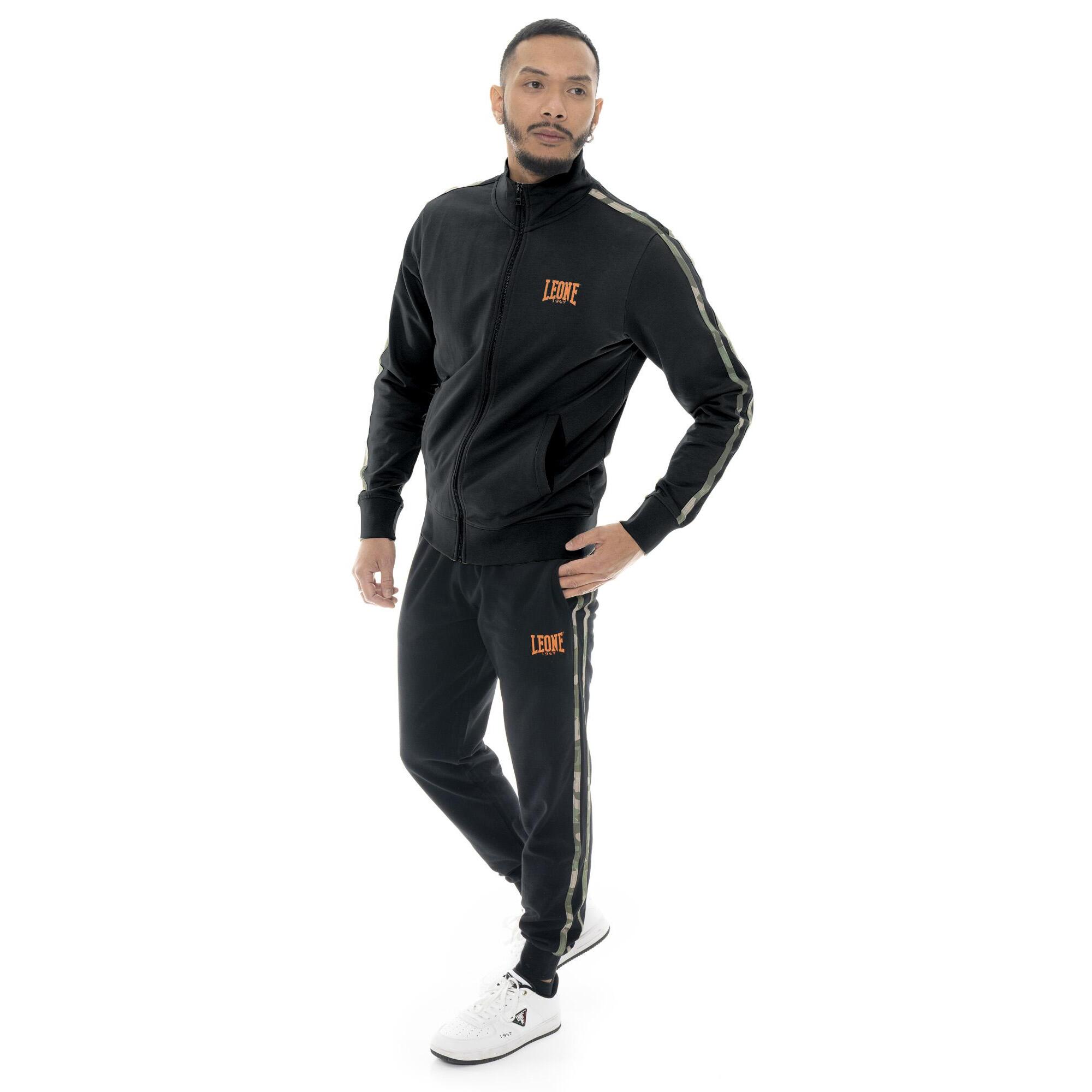 Tuta da uomo in cotone non garzato con colletto e zip Leone Military 1947