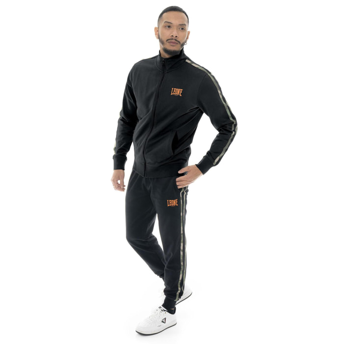 Tuta da uomo in cotone non garzato con colletto e zip Leone Military 1947