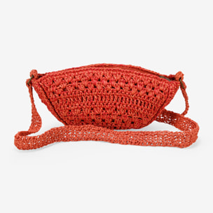 Bolso bandolera rojo en rafia