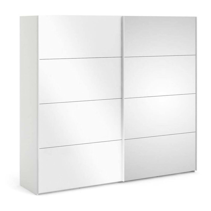 Guardaroba 2 ante Catalina, Mobile camera da letto, Cabina armadio portabiti, Armadio appendiabiti, 243x61 h220 cm, Bianco lucido
