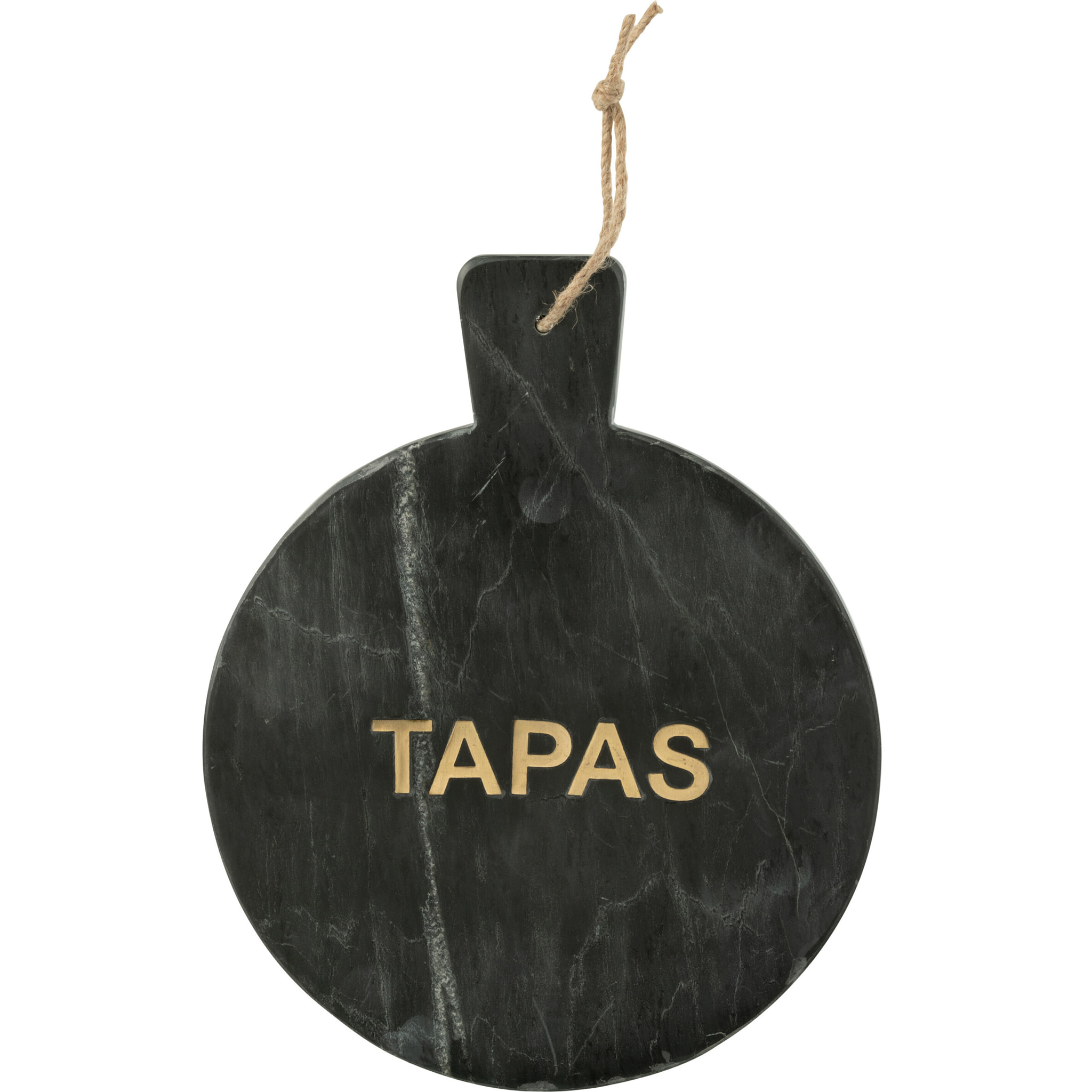 J-Line planche à découper Tapas Rond - pierre - noir/or